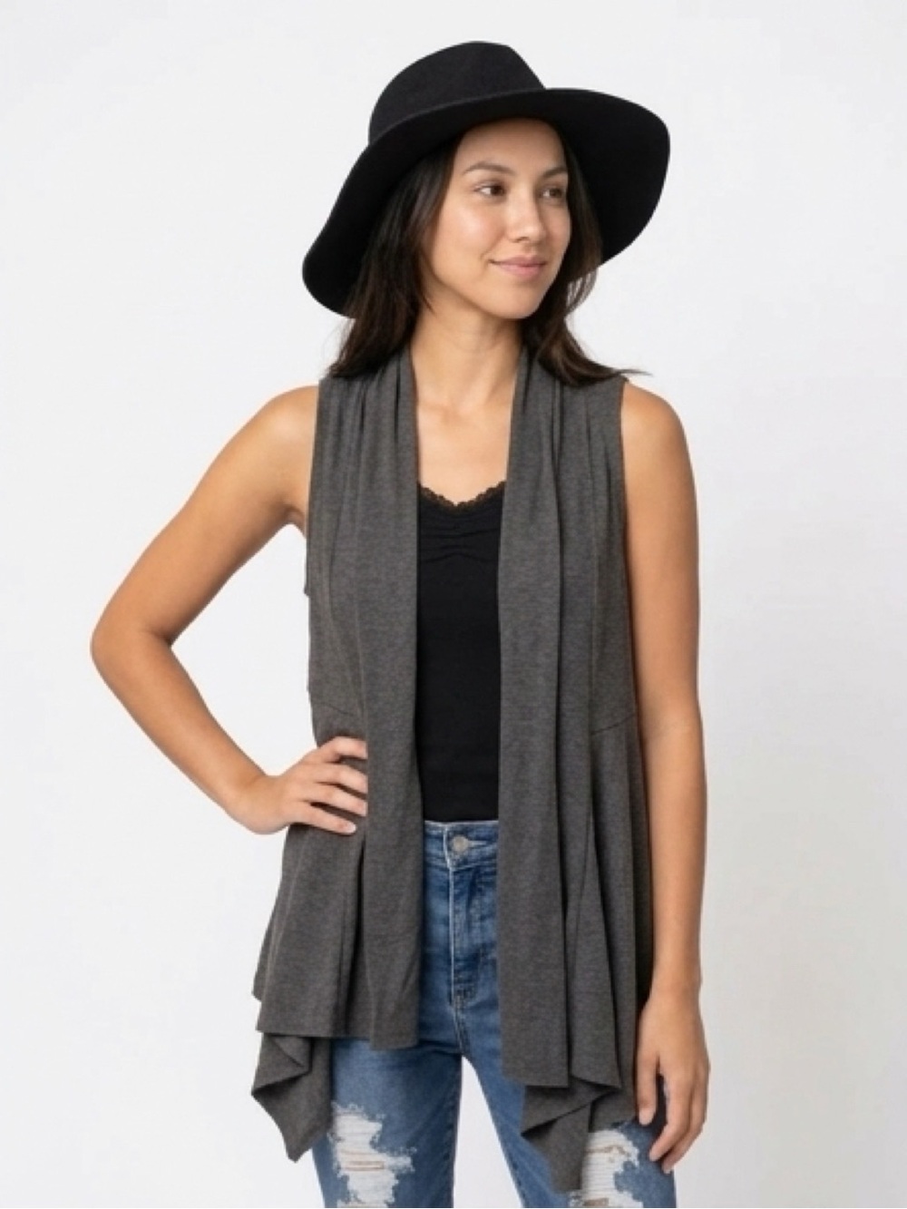 CATO Charcoal Gray Sweater Vest/Cardigan